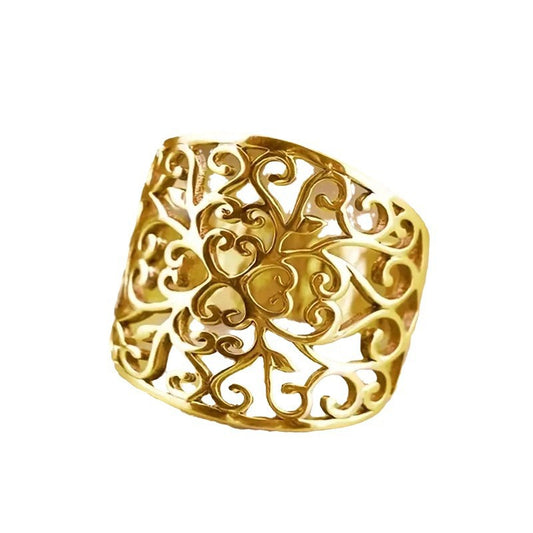 Geometric Openwork Diamond Pattern Ring | Electroplated Copper Unisex Ring