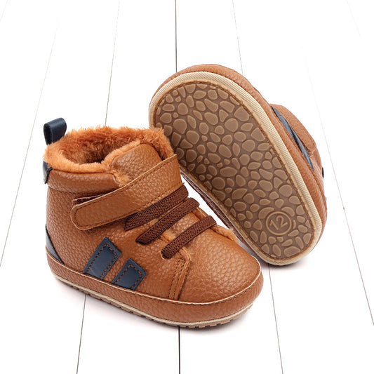 Baby High-Top Velcro Shoes | Unisex Soft Sole Infant Trainers 11-13cm
