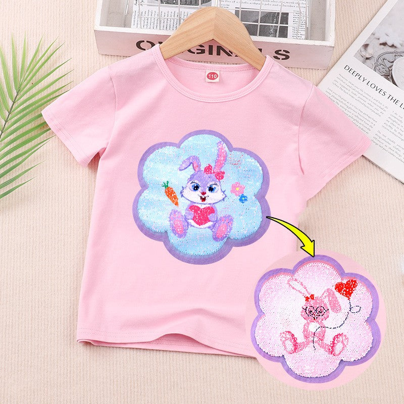 Kids Colour-Changing Short Sleeve T-Shirt – Heat Reactive Glitter Print
