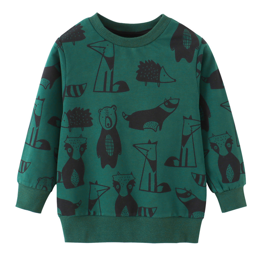 Children's Cartoon Print Cotton Sweatshirt