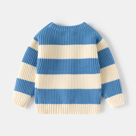 Children's Striped Knit Pullover Sweater | Warm Kids Knitwear