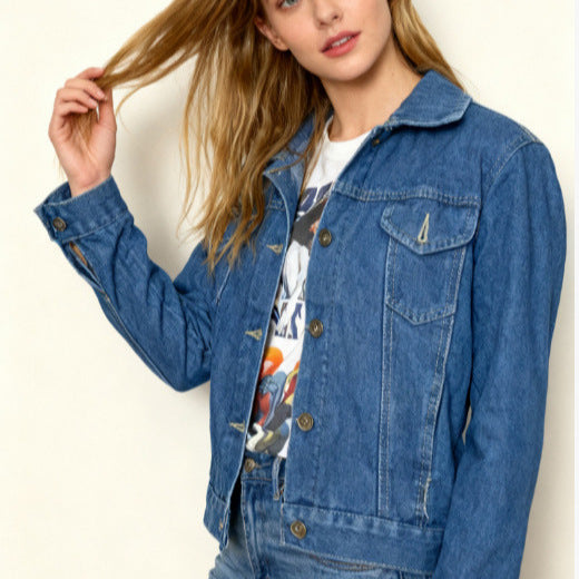 Women's Slim Fit Washed Denim Jacket – Blue | Sizes S–2XL