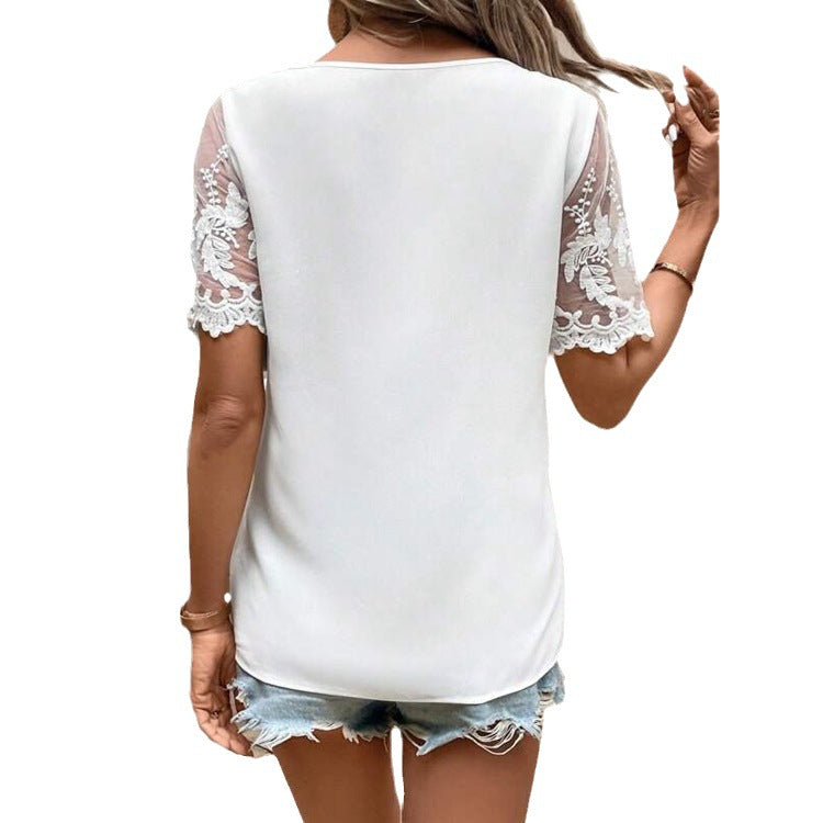 Women's Short-Sleeve Solid T-Shirt | Fresh & Sweet Casual Polyester Top