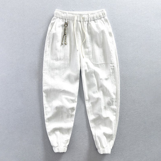 Men's Cotton-Linen Tapered Cropped Trousers | 5 Colours M-4XL