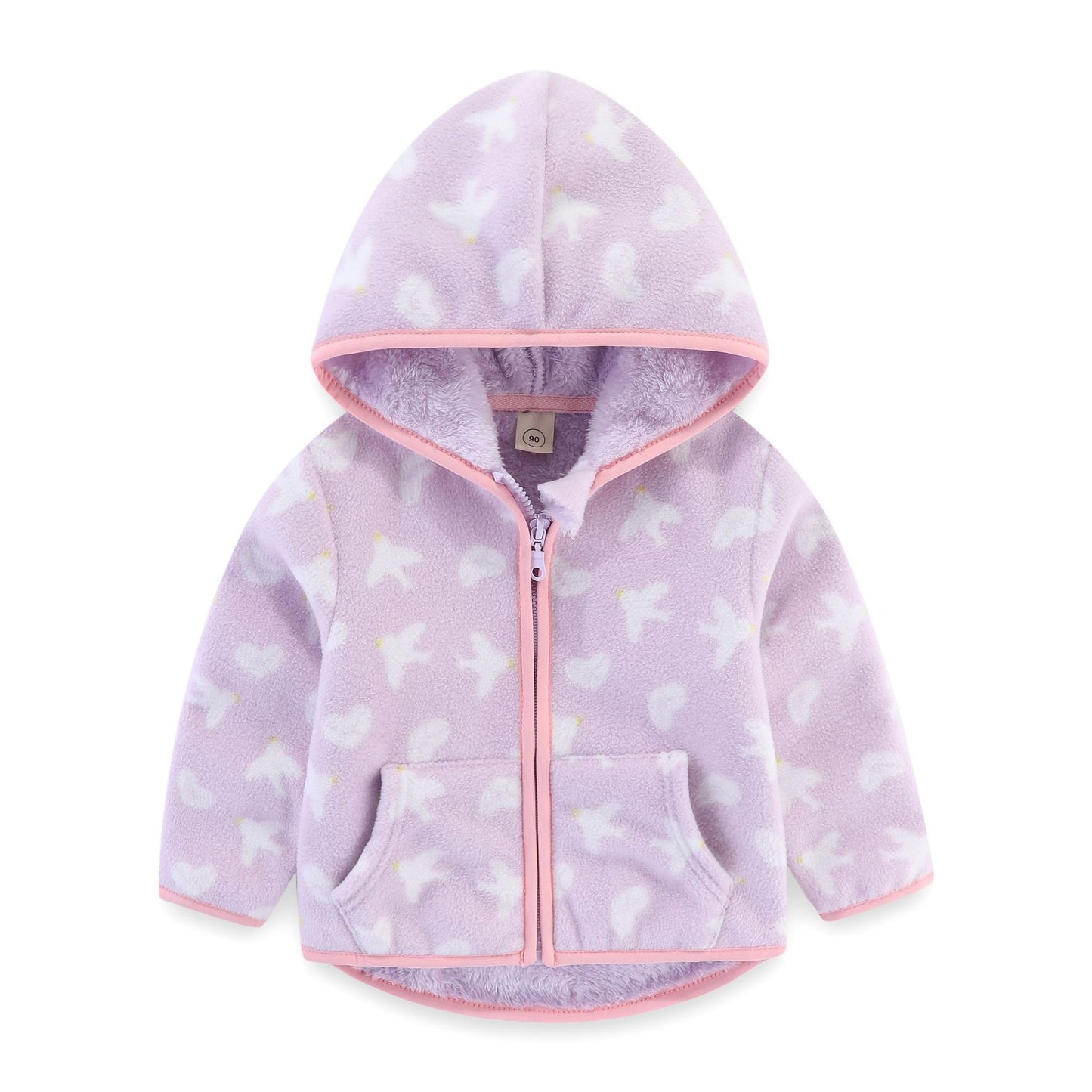 Children's Polar Fleece Zip-Up Jacket | Thick Print Kids Sweatshirt