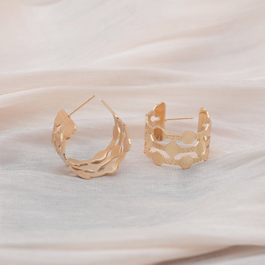 Dainty Hollow-Out Circular Earrings | Geometric Alloy Earrings for Women