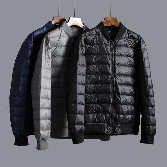 Men's Lightweight Down Jacket - Baseball Collar Casual Winter Coat