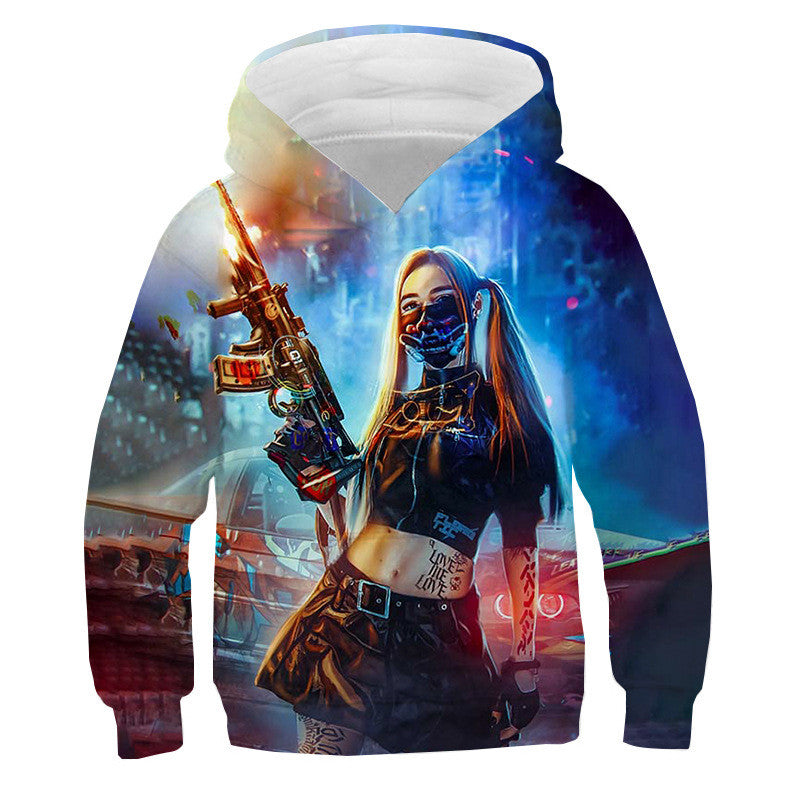 Children's Cyberpunk Graphic Hoodie | 3D Full-Print Kids Sweatshirt