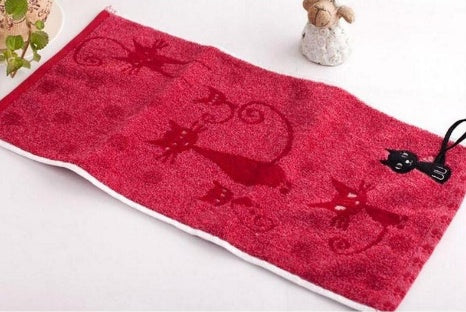 Cat Tail Hook Cotton Face Towel 25x50cm