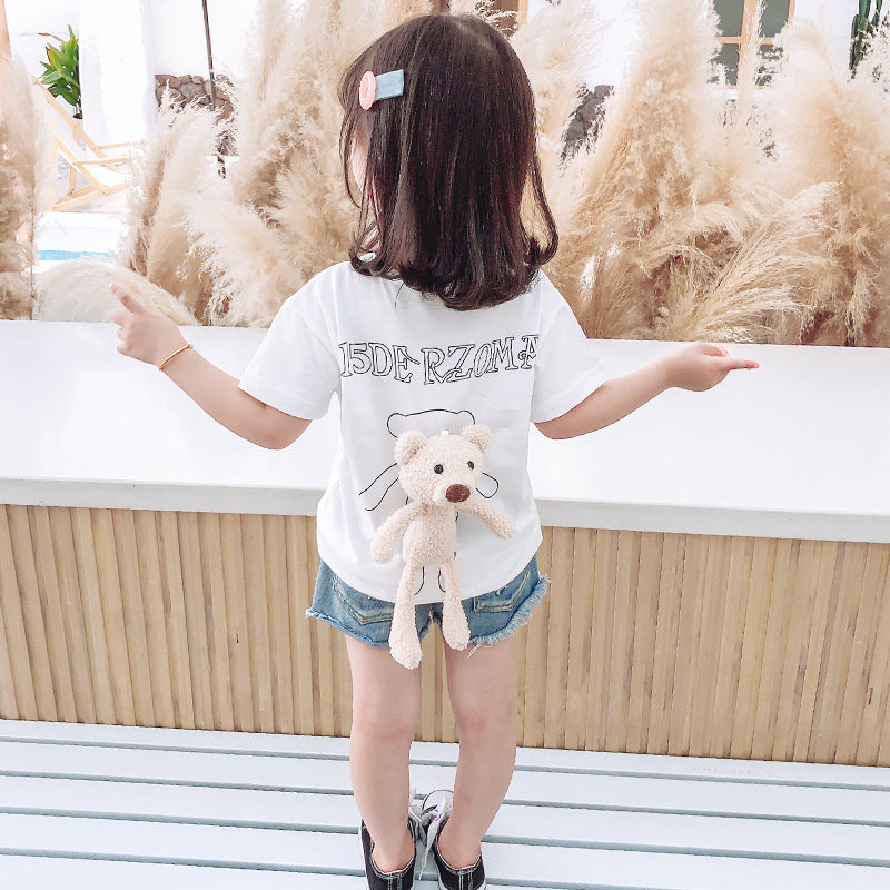 Children's Bear Print Short Sleeve T-Shirt – Cute Animal Summer Top