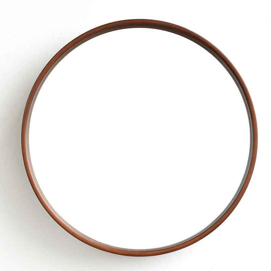 Solid Wood Round Wall Mirror – Modern Walnut Hanging Mirror for Bathroom & Bedroom