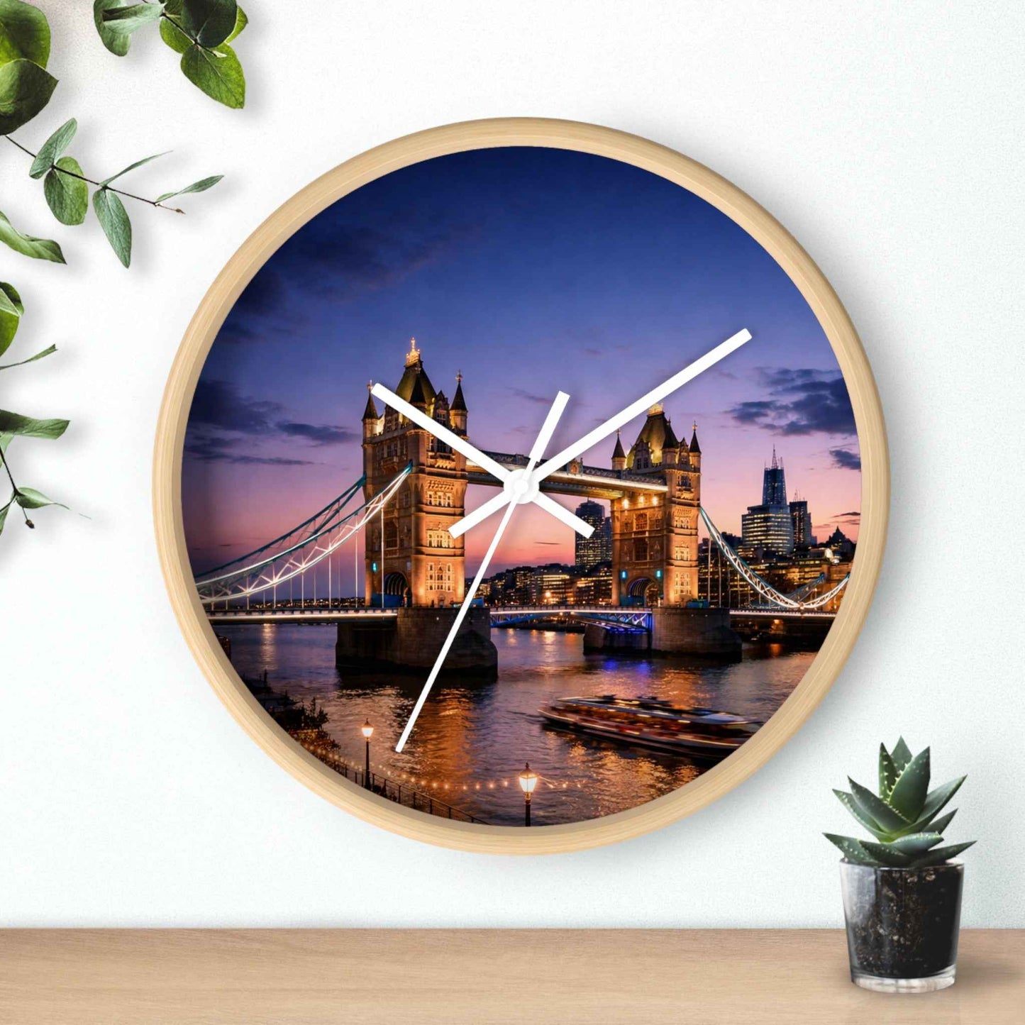 London Tower Bridge Wall Clock – Nighttime Cityscape Decorative Timepiece