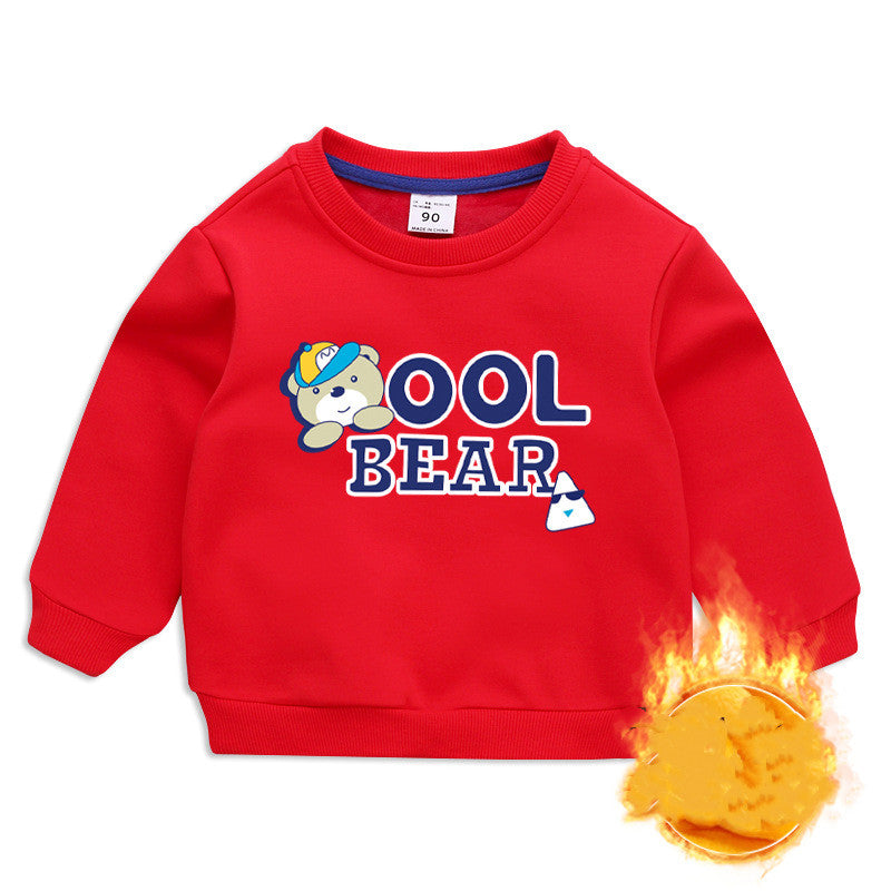 Children's Cartoon Bear Fleece Sweatshirt | Boys Warm Pullover