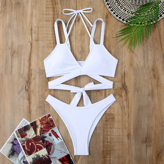 Women's Solid Colour Strappy Swimsuit | Beach & Pool Swimwear
