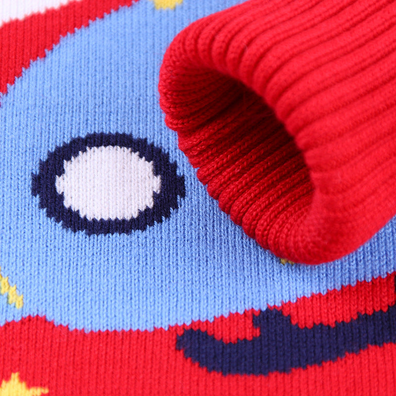 Boys' Cartoon Knit Pullover Sweater | Autumn Winter Kids Knitwear