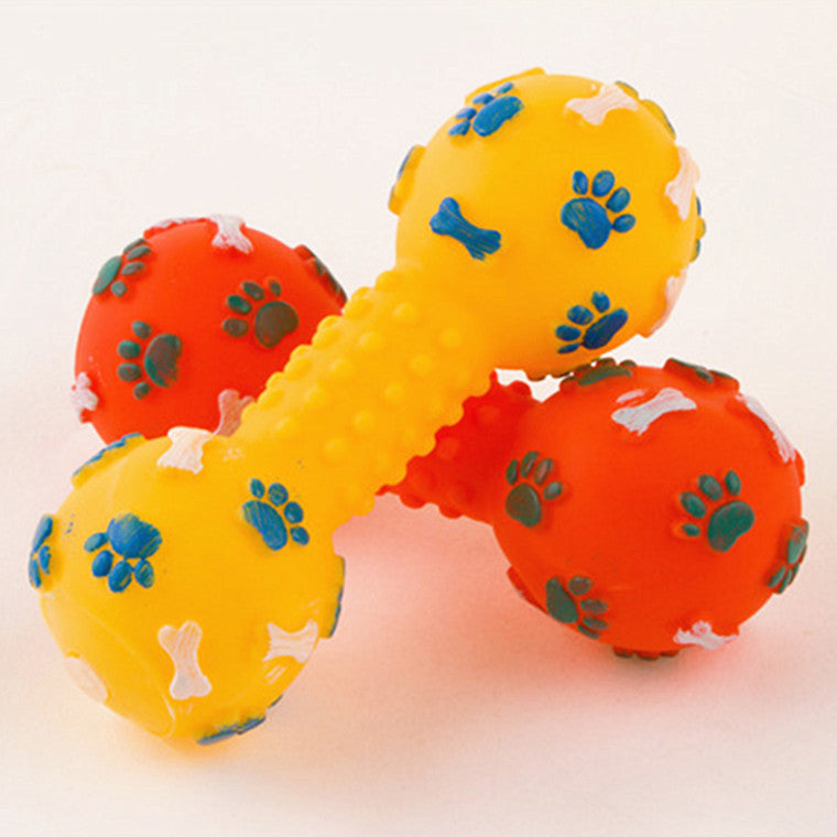 Squeaky Dumbbell Dog Toy | PVC Chew & Play