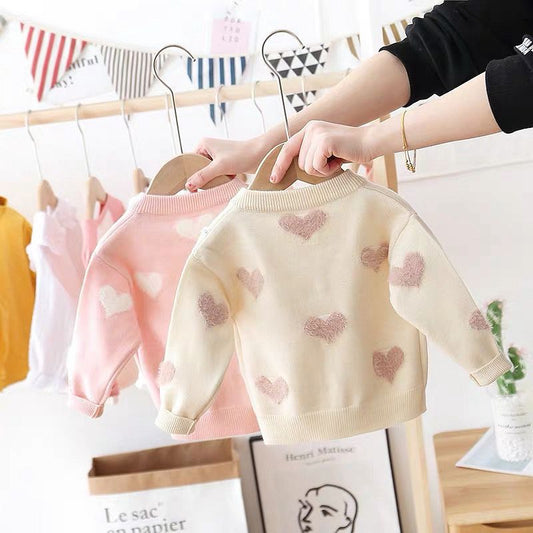 Girls' Heart Knit Cardigan | Soft Floral Children's Knitwear
