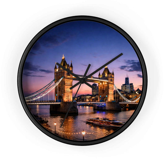 London Tower Bridge Wall Clock – Nighttime Cityscape Decorative Timepiece