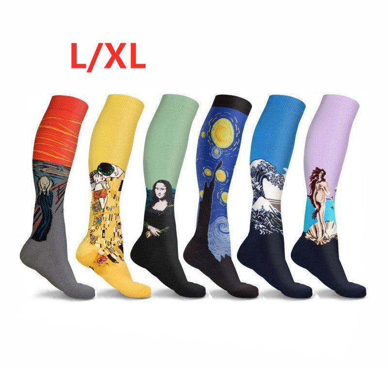 Men's Running Compression Socks 6-Pack | Jacquard Art Print