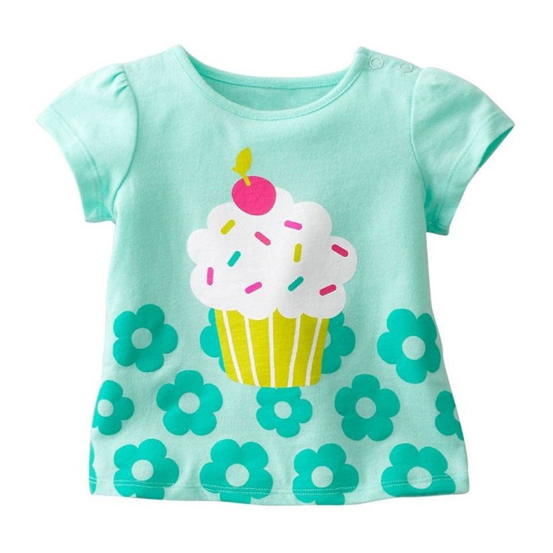 Girls 100% Cotton Class A Short Sleeve Cartoon T-Shirt – 5 Designs