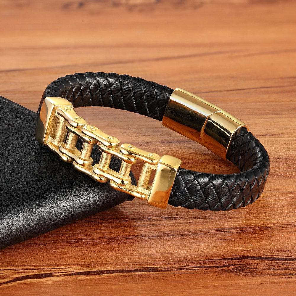 Titanium Steel U-Shape Bracelet | Black, Gold & Steel