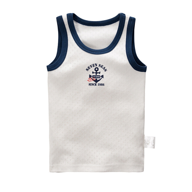 Boys' Cotton Anchor Print Mesh Vest 3-Pack | Ages 3-8