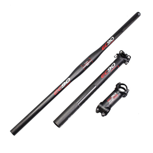 EC90 Carbon Fibre Bicycle Handlebar Set – Straight Bar & Swallow Bar 3-Piece Black