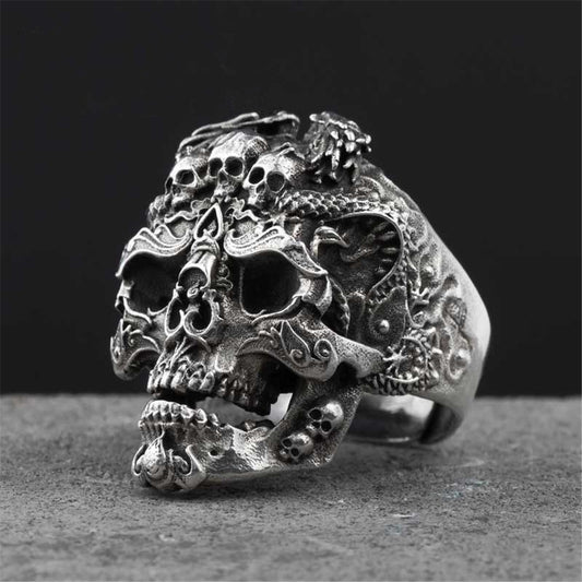 Men's Dragon Head Skull Ring – Retro Punk Alloy Statement Band