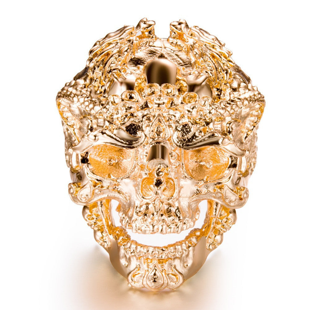 Men's Dragon Head Skull Ring – Retro Punk Alloy Statement Band