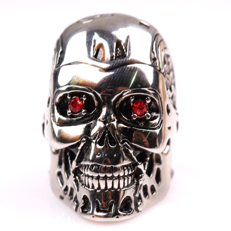 Men's Alloy Skull Ring – Electroplated Gothic Statement Band in Silver