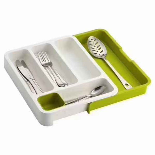 Retractable 2-Layer Kitchen Drawer Organiser – Desktop Plastic Storage Shelf