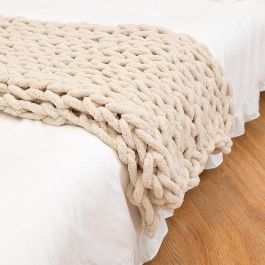 Chunky Chenille Knitted Blanket | Sofa Throw | 6 Colours