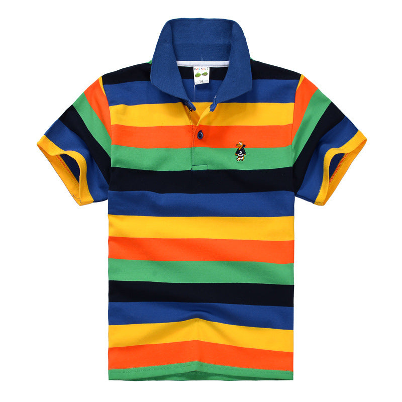 Children's Striped Polo Shirt | Unisex Cotton Top | 9 Colour Options