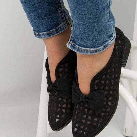 Bowtie Pointed-Toe Flat Shoes for Women – Low Heel, 5 Colours