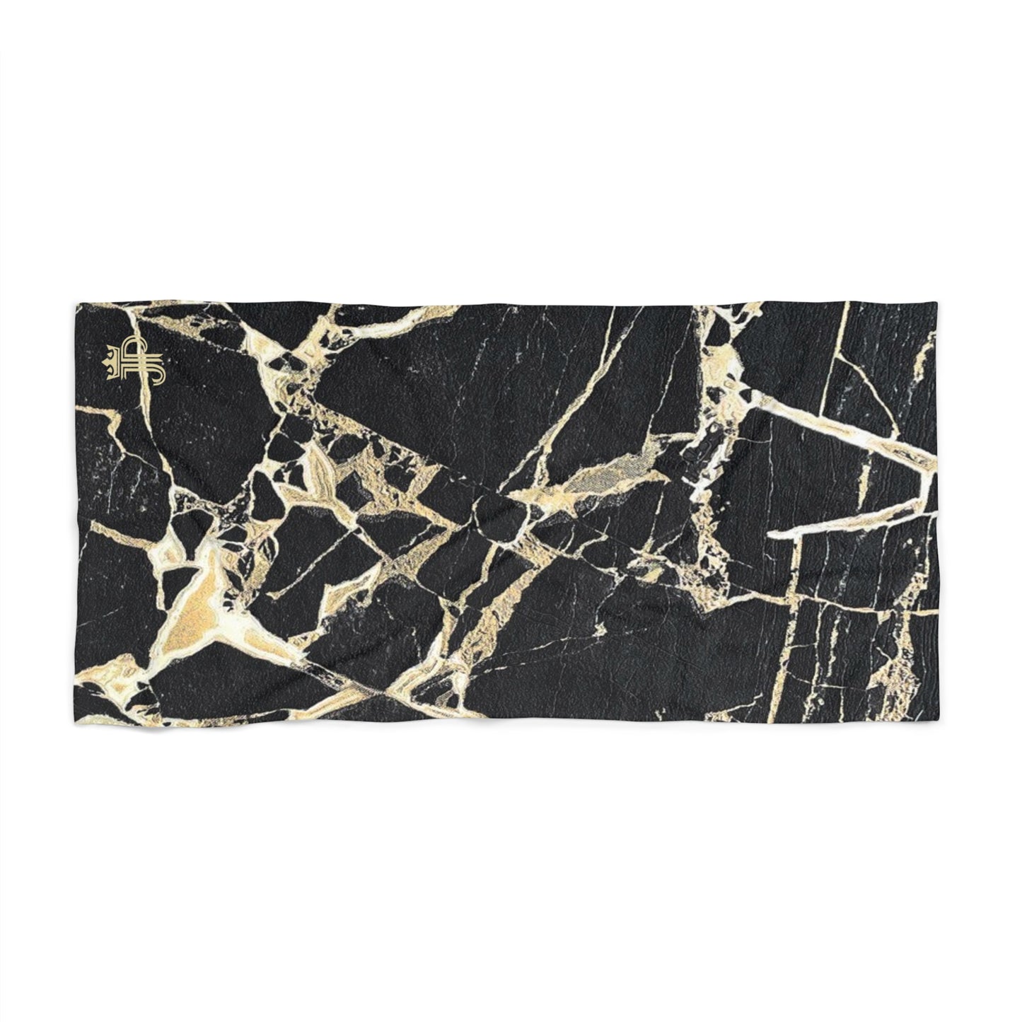 Black marble patterned product on a white background