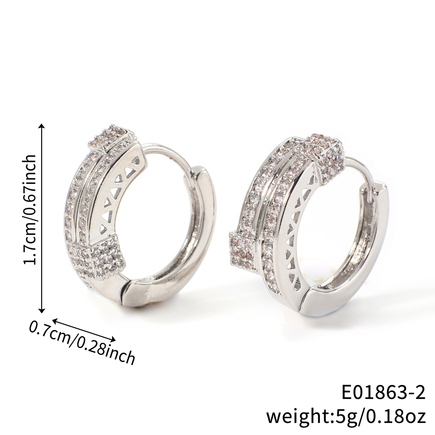 Round Zircon Pendant Ear Clips | Geometric Copper Electroplated Earrings