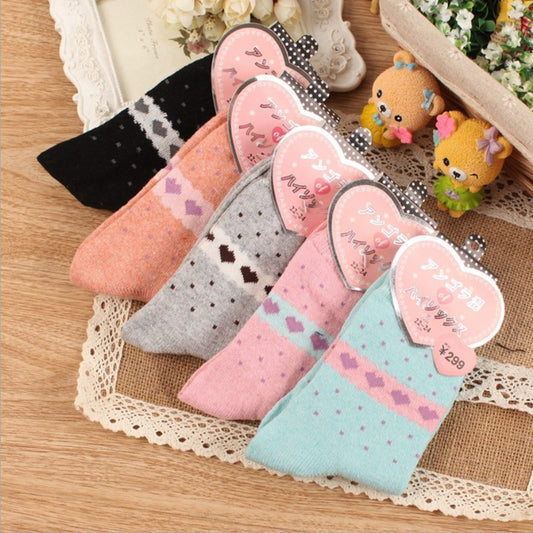 Women's Thick Rabbit Wool Cartoon Jacquard Socks | Mid-Tube