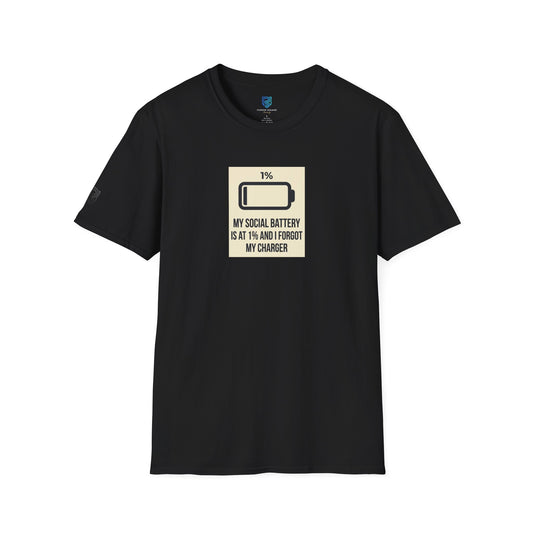 "My Social Battery Is At 1%" Low Battery Graphic Tee