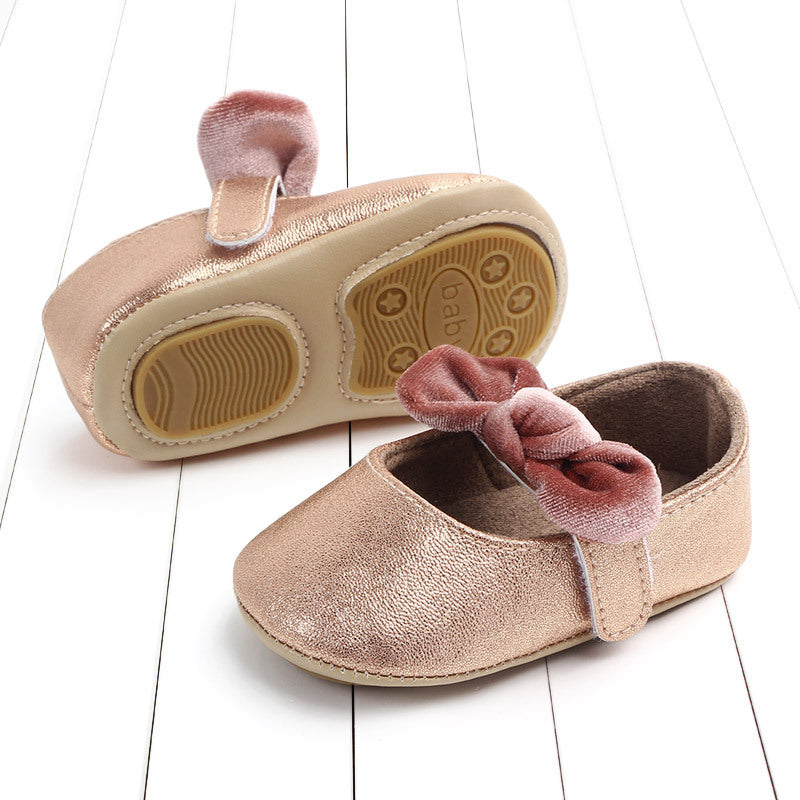 Girls' Bow Detail Baby Toddler Shoes - PU Velcro Flat Sole