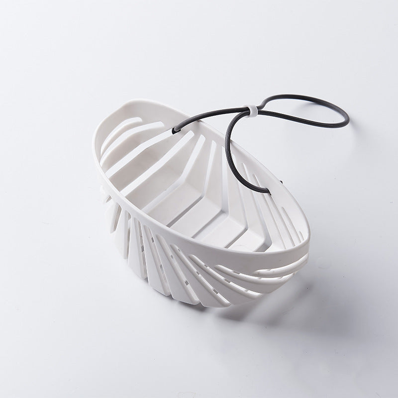 Shell-Shaped Kitchen Sink Drain Bag with Lanyard | Blue & White