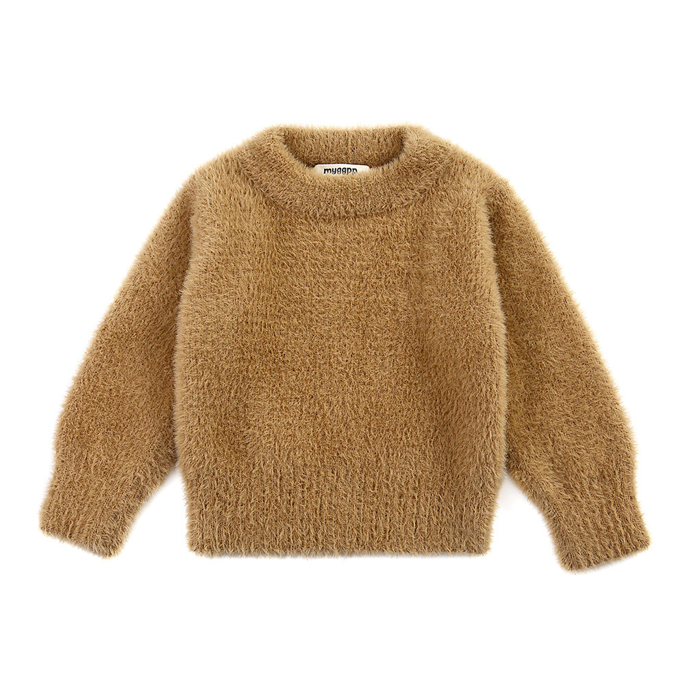 Girls Fluffy Pullover Sweatshirt – Soft Plush Top