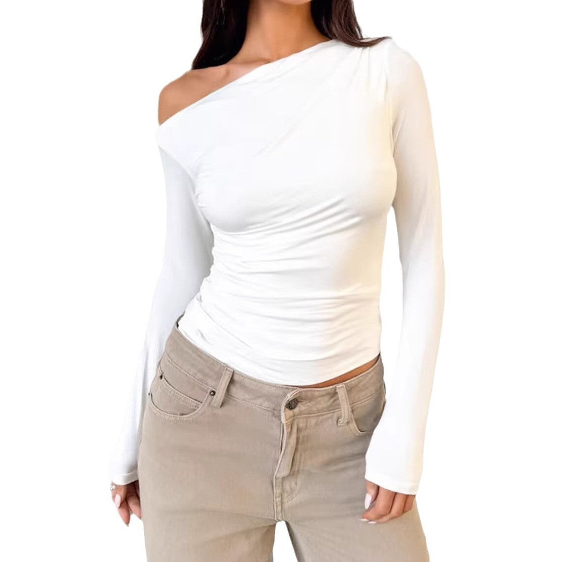 Women's Boatneck Off-Shoulder Long-Sleeve Top | Slim-Fit Spandex Base Layer