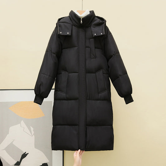 Women's Longline Ribbed Padded Coat - Loose Fit, M-3XL
