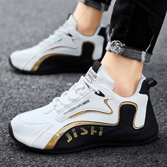 Men's Colourblock Low-Top Dad Trainers - Lace-Up Breathable Running Sneakers