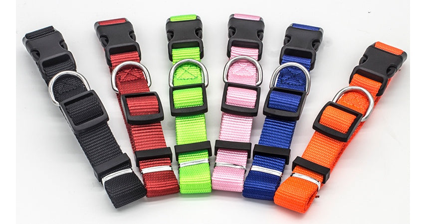 Soft Nylon Pet Collar – Adjustable with Neoprene Lining | Dogs & Cats | 7 Colours