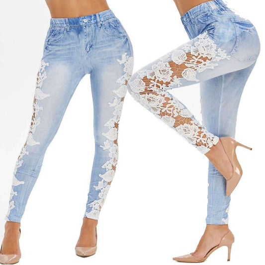 Women's High-Waist Skinny Bleached Jeans - Light Blue, S-3XL