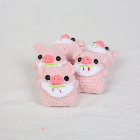 Handmade Knitted Apron Piggy Keychain | Wool Cartoon Charm | JP Collections