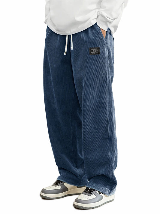 Men's Corduroy Straight-Leg Trousers with Belt | 10 Colours S-5XL