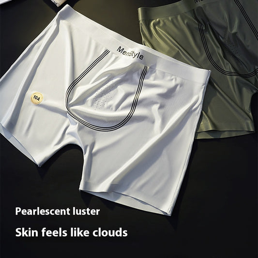 Men's Seamless Nylon Boxer Briefs – Breathable Ice Silk Mid-Waist