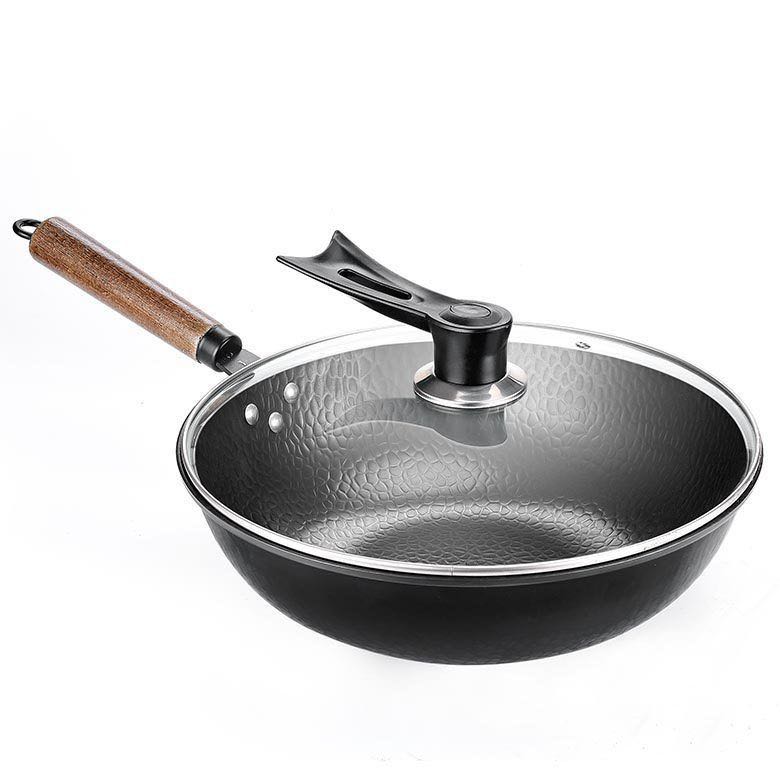 Handmade Traditional Iron Wok with Wooden Handle